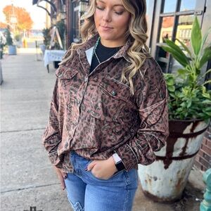 Leopard Print Button-Up Shirt